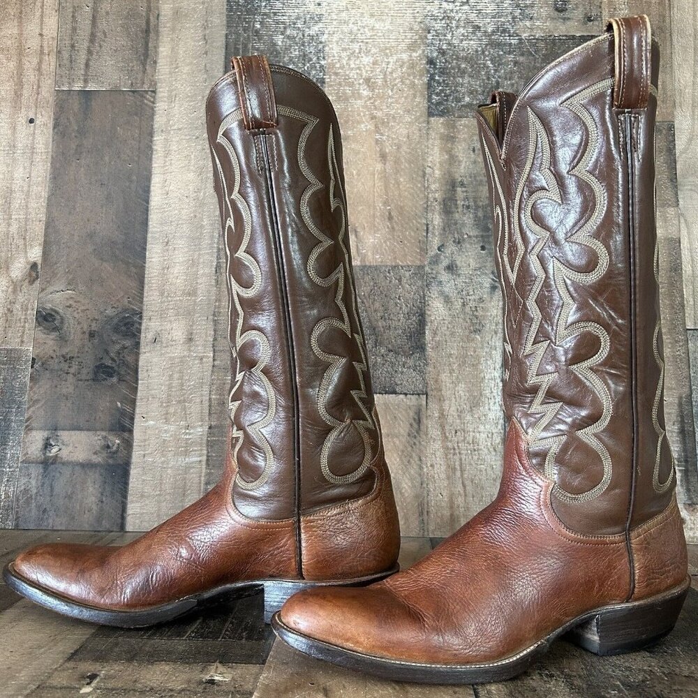 Tony Lama Vintage Gold Label Tall Western Cowboy Boots Mens 12.5 B